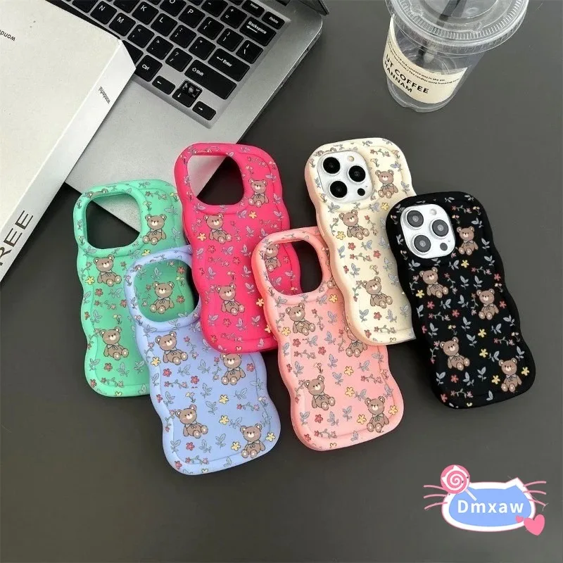 Для Honor 200 90 Smart 70 Lite 9X Pro 8A Pro 7C Magic 7 6 5 Lite 5G 4G Чехол для телефона Ins Style Wave Cute Flower Bear Мягкий чехол