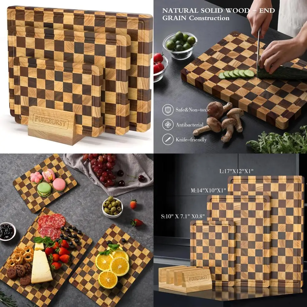 

Противоскользящие деревянные разделочные доски из ореха и резины, наборы кухонных разделочных досок с прочным основанием и ручкой для точной резки
