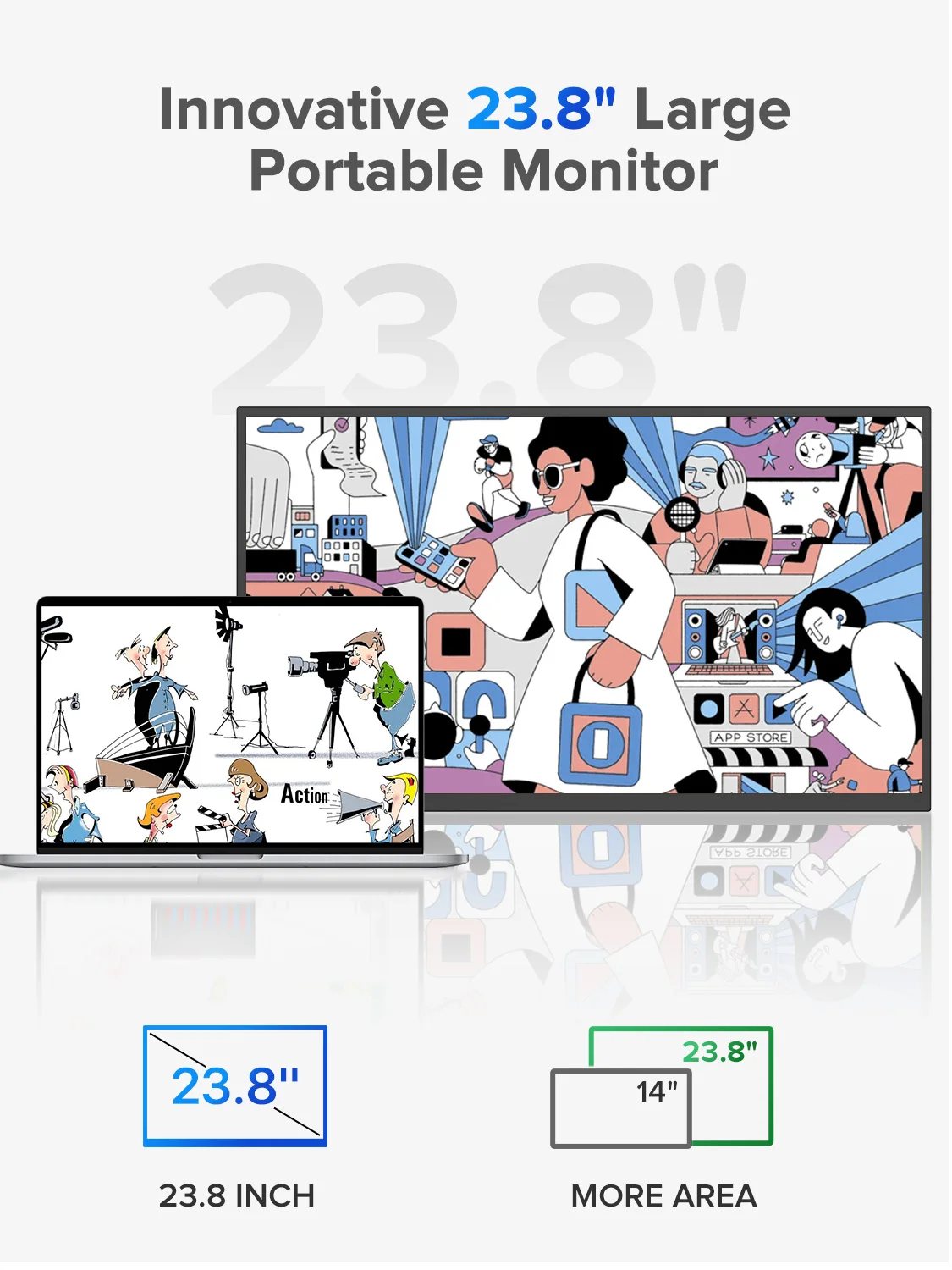 UPERFECT 24” 100HZ Portable Gaming Monitor FHD 180°Adjustable Large Laptop Display External Second Screen For PC Phone Steamdeck