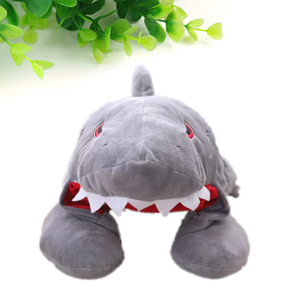 Cuscino per il collo con cappuccio Cappello da squalo di grandi dimensioni Copricapo da cartone animato Cuscino da viaggio per il sonno Supporto per il collo Puntelli per foto ripieni