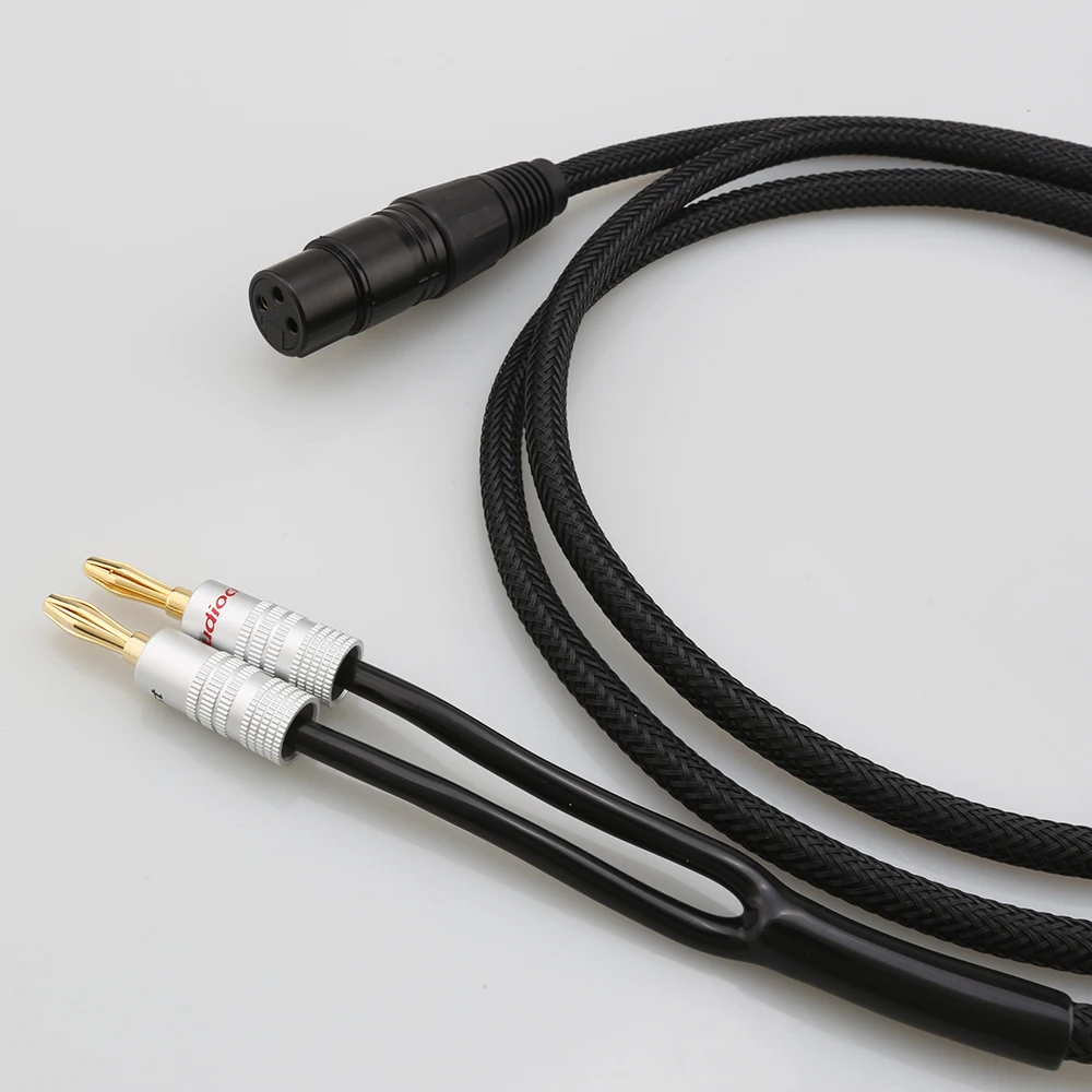 HiFi XLR to Banana Speaker Cable 3 Pin XLR Female to Dual Banana Plugs Audio Cable Speaker Amplifier