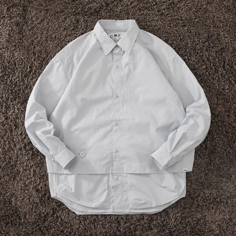 

COMFY Japanese Functional Pure Cotton Large Pocket Shoulder Bag with Spliced Long Sleeved Loose Shirt CMF Trendy