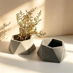 Big Size Hexagon Shape Flowerpot Concrete Planter Molds DIY Home Decoration Geometric Cement Succulent Plants Pot Silicone Mold