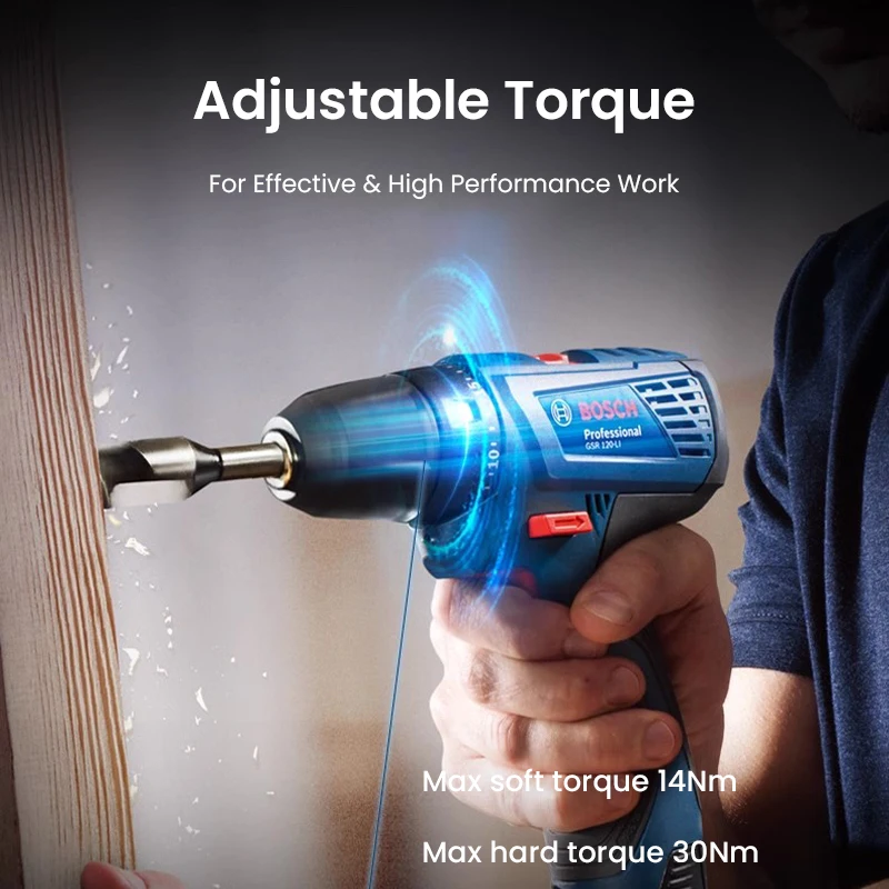 Bosch GSR 120-Li Brushless Wireless Electric Drill Screwdriver Professional Adjustable Gear Variable Speed Home DIY Power Tools