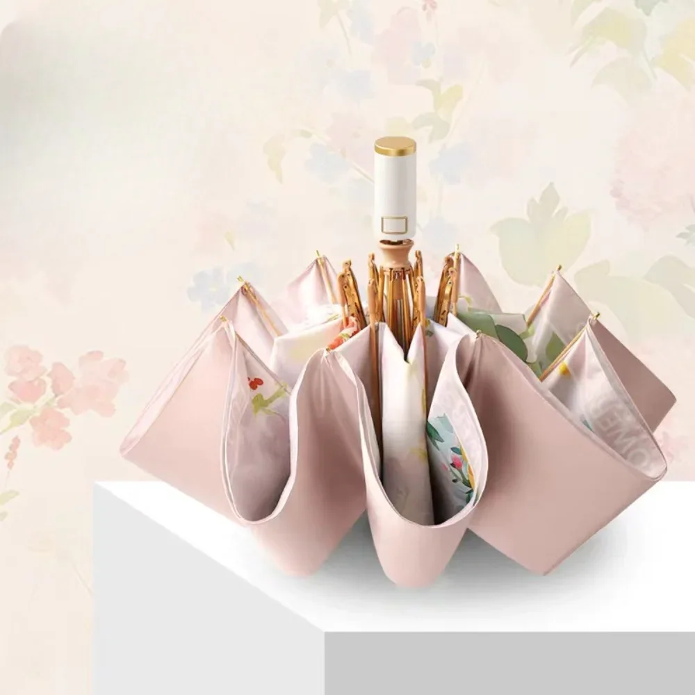 

Зонт от солнца, двухслойный автоматический складной зонт с золотым столбом, солнцезащитный зонт, цветной клей, анти-УФ-дождливый дневной зонт