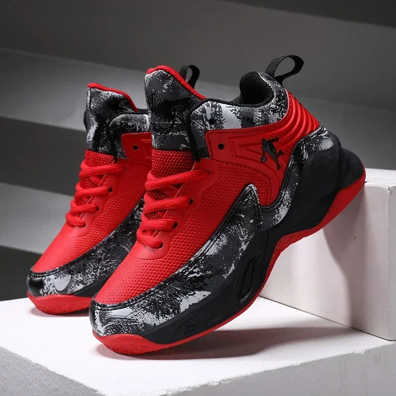 

2025 Basketball Shoes for Kids Sneakers New Boys Brand Thick Sole Non-slip Children Sports Shoes Child Boy Basket Trainer Shoes
