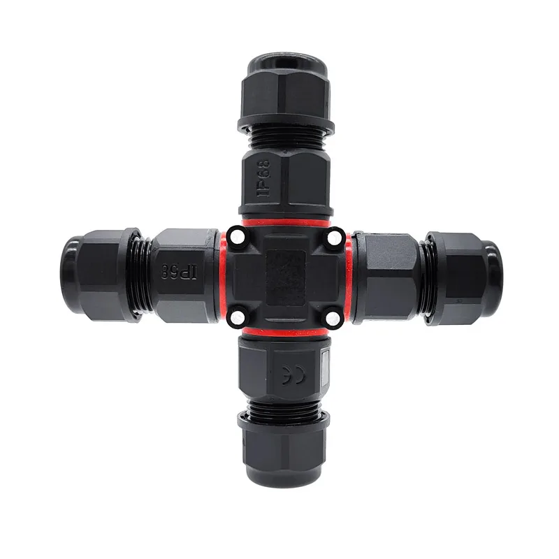 4 Way Led Industrial Electrical Waterproof X-Connector 3PIN/4PIN IP68 L20 Four-way Cable Cross Shape Outdoor Connectors image 2