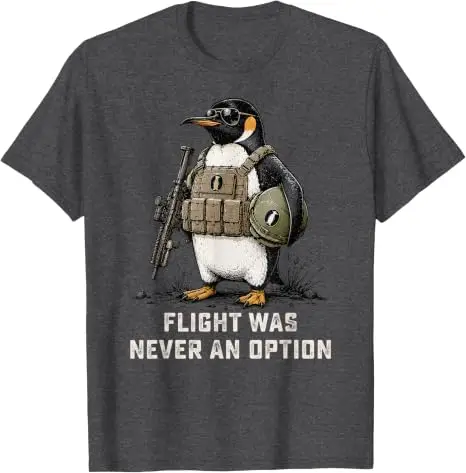Lustiges taktisches T-Shirt mit Pinguin-Grafik „Flight Was Never An Option“ Y2k Sarkastisches Pinguin-Vogel-Grafik-Bekleidungsstück Herrenmode-T-Shirt – Detail 11