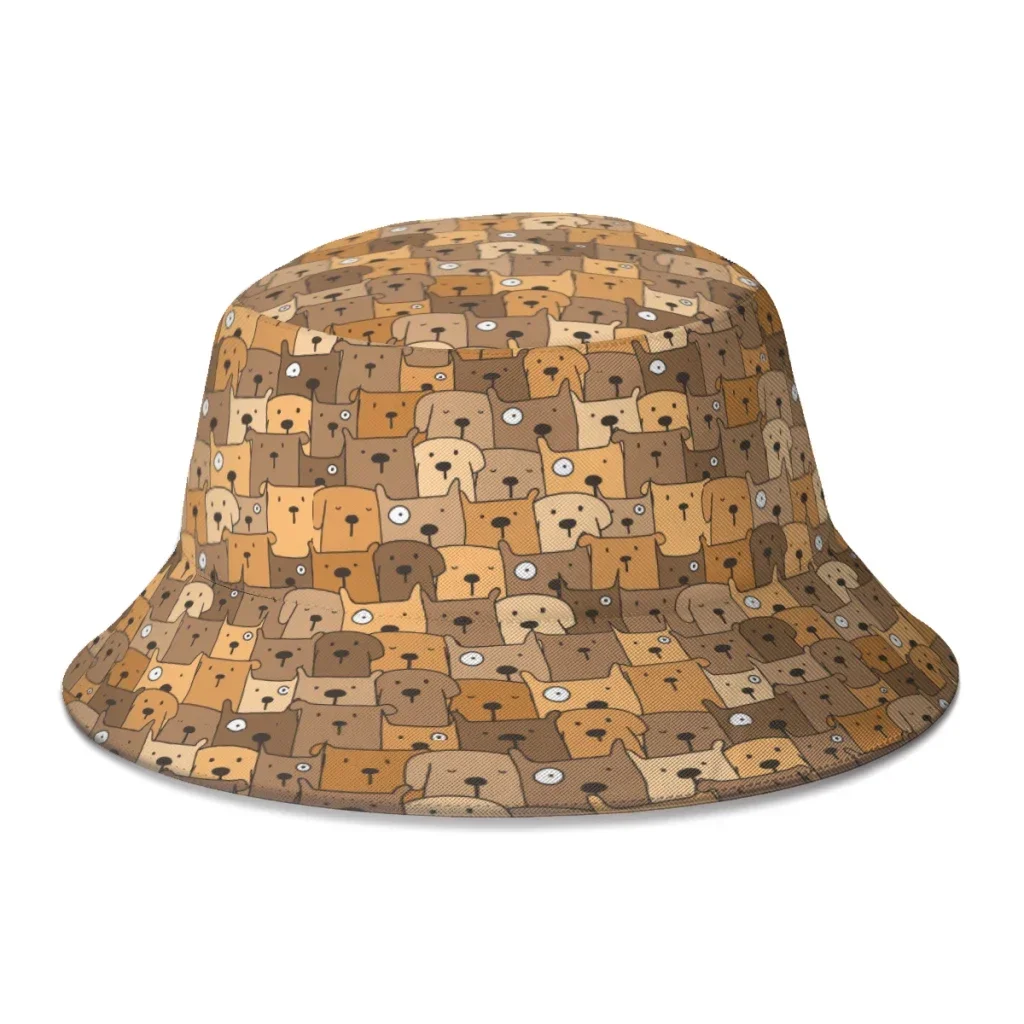 Brown Face Dog Dogs Pet Puppy Bucket Hat For Women Men Teenager Foldable Bob Fisherman Hats Panama Cap Streetwear