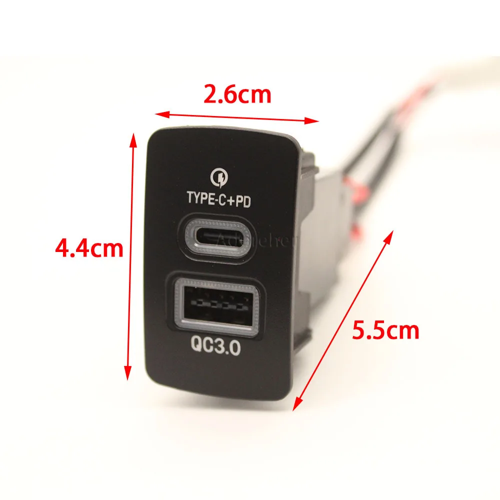 Modified QC3.0 + TYPE-C Car Fast Charging Socket Power Adapter For Fit CRV 2006-2013 Odyssey Civic 2012 Model For Honda