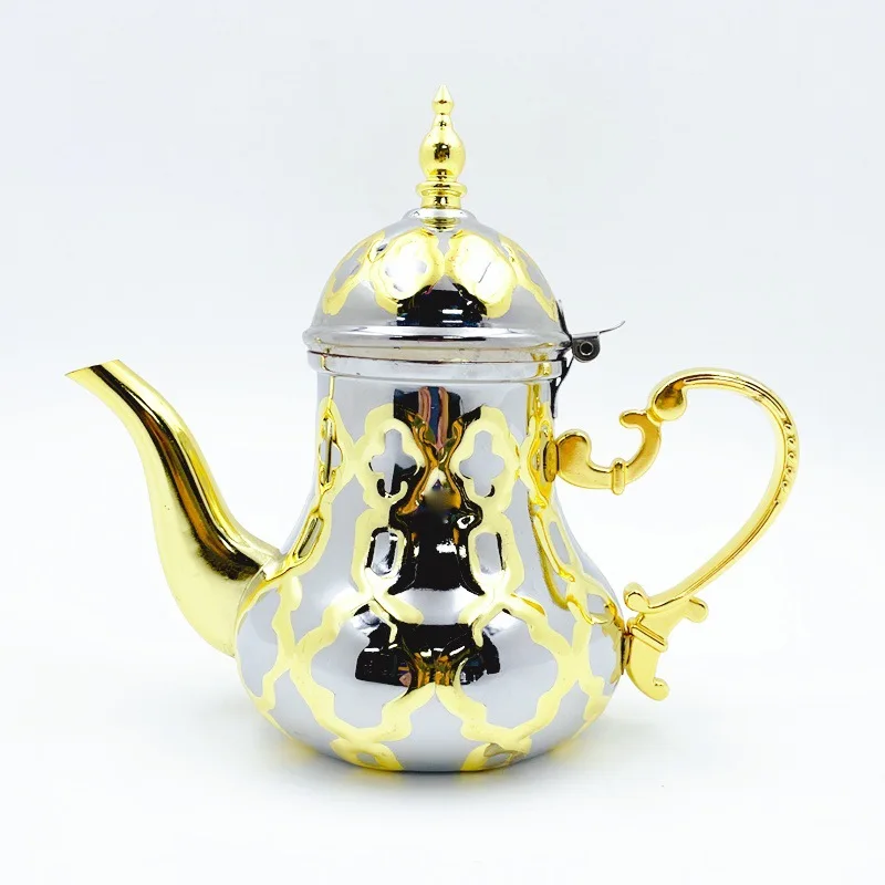 

Spot 24OZ Moroccan Stainless Steel Teapot Room Gold Arabian Pot Moroccan Inox Teapot