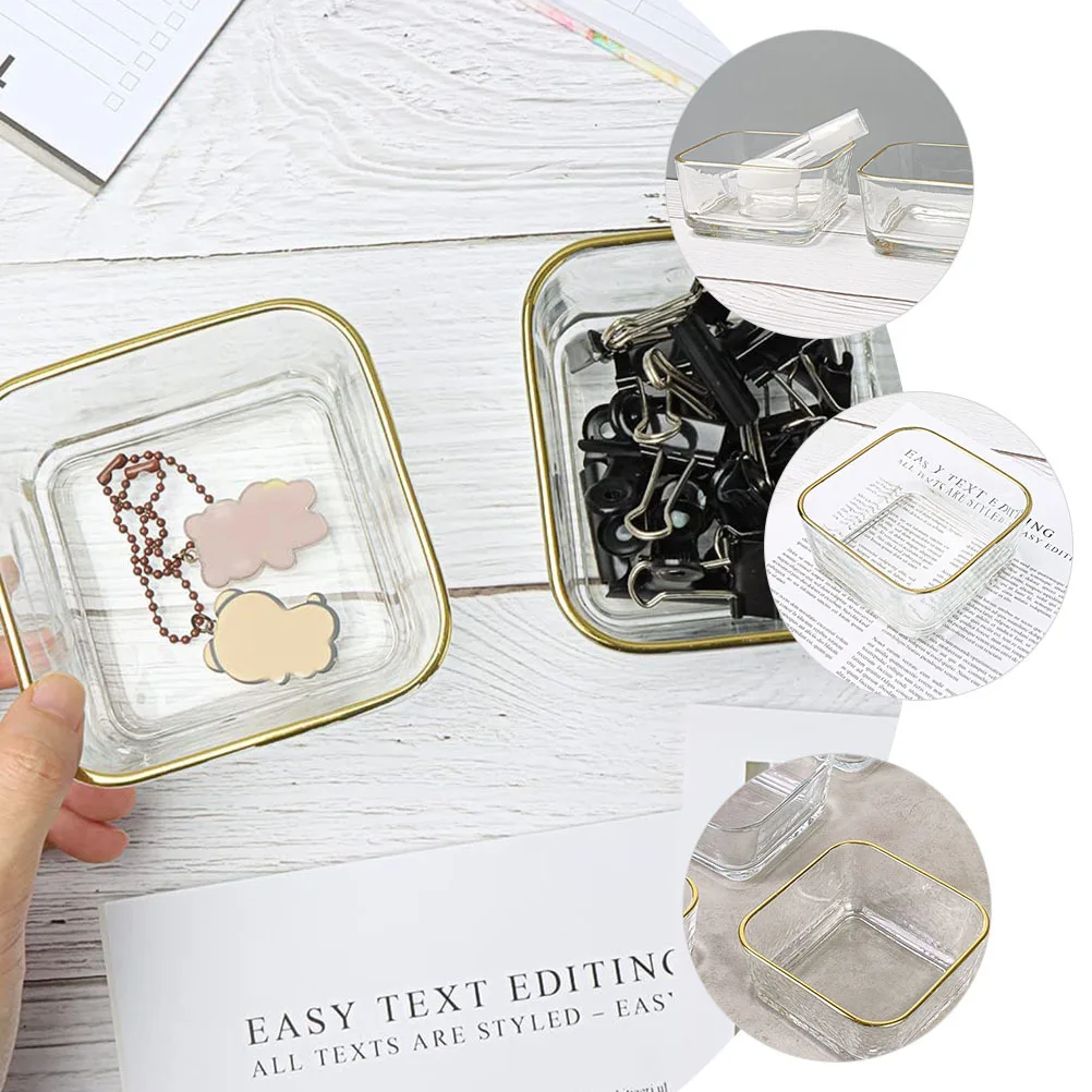 Gold Rimmed Desktop Organizer Bowl for Paper Clips and Small Office Supplies Storage Holder Desk Accessory Tidy Solution