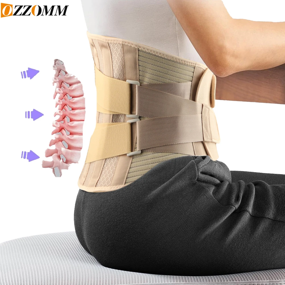 1Pcs Back Brace for Lower Back Pain with 6 Stays,Breathable Back Support Belt for Men Women - Anti-skid Lumbar Support for Work