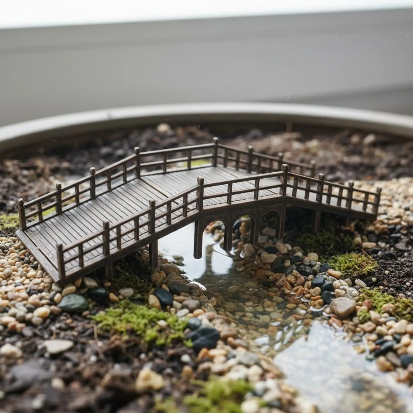 Handmade Wooden Bridge Decorative Wooden Bridge Model Realistic Look Detailed Craftsmanship for Display Shelf, Desk