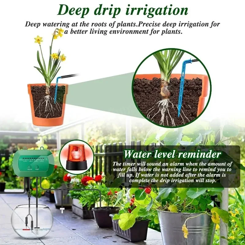 Automatic Balcony Solar Drip Irrigation Kit Indoor Garden Hydroponics Plants Self Water Dripping System Watering & Irrigation