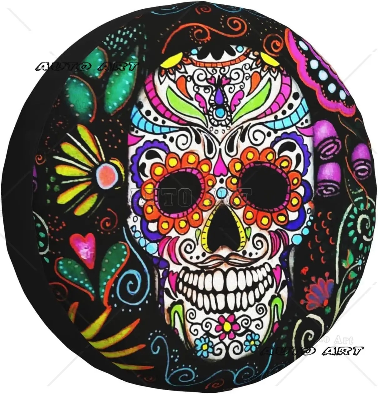 

Trailer Wheel Protectors Halloween Sugar Skull Universal Tire Cover for Truck Camper Travel Trailer Halloween Sugar Skull