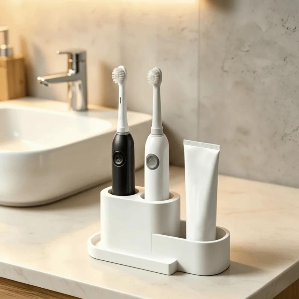 Detachable Toothbrush Holder Easy Clean Multi-functional Toothpaste Rack Multi-Purpose Compact Toiletries Storage Organizer