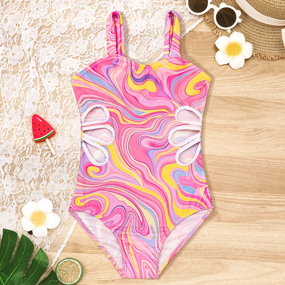 Girls' Swimsuit Fashion Summer Cut Out Bathing Suit Kids Water Sport Swimming Costume Surfing Swimwear