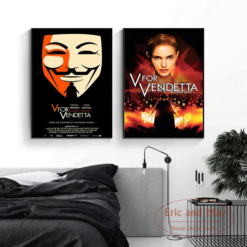 Classic Hackers Movie V for Vendetta Print Art Canvas Poster, Living Room Decor, Home Wall Picture