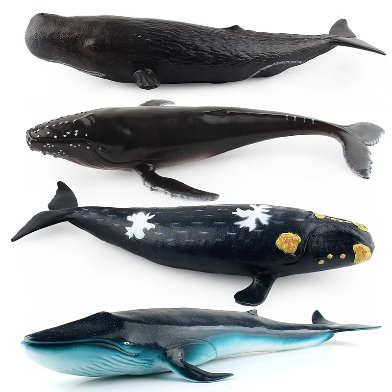 Simulation Marine Animal Model Simulation Soft Rubber Cotton Filled Toys Blue Whale Sperm Whale Shark Animal Ornaments Kids Gift