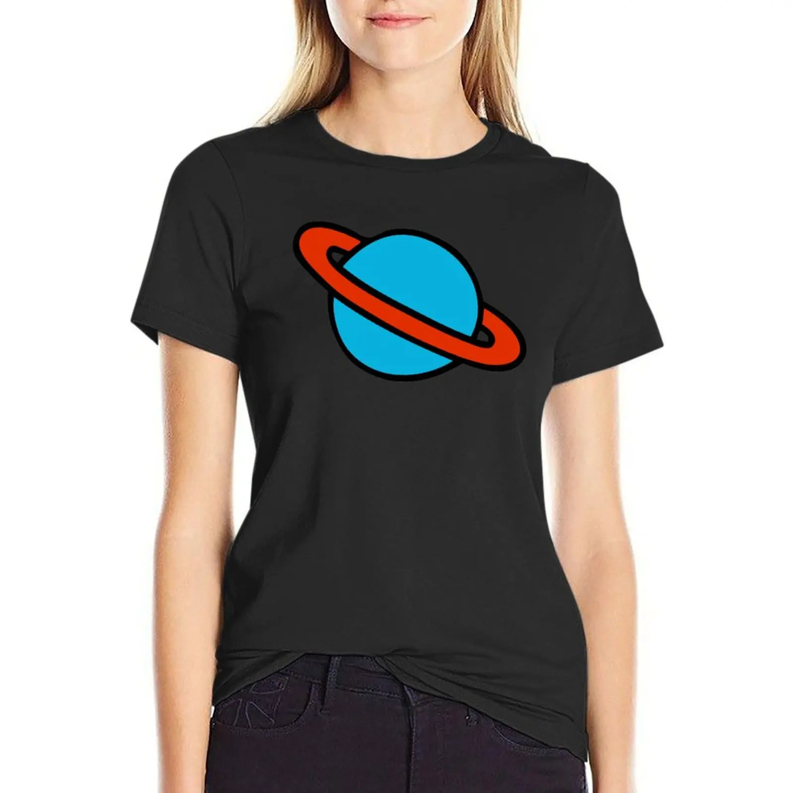 

Space Planets Pattern T-Shirt vintage summer clothes Female clothing white t-shirt dress for Women sexy