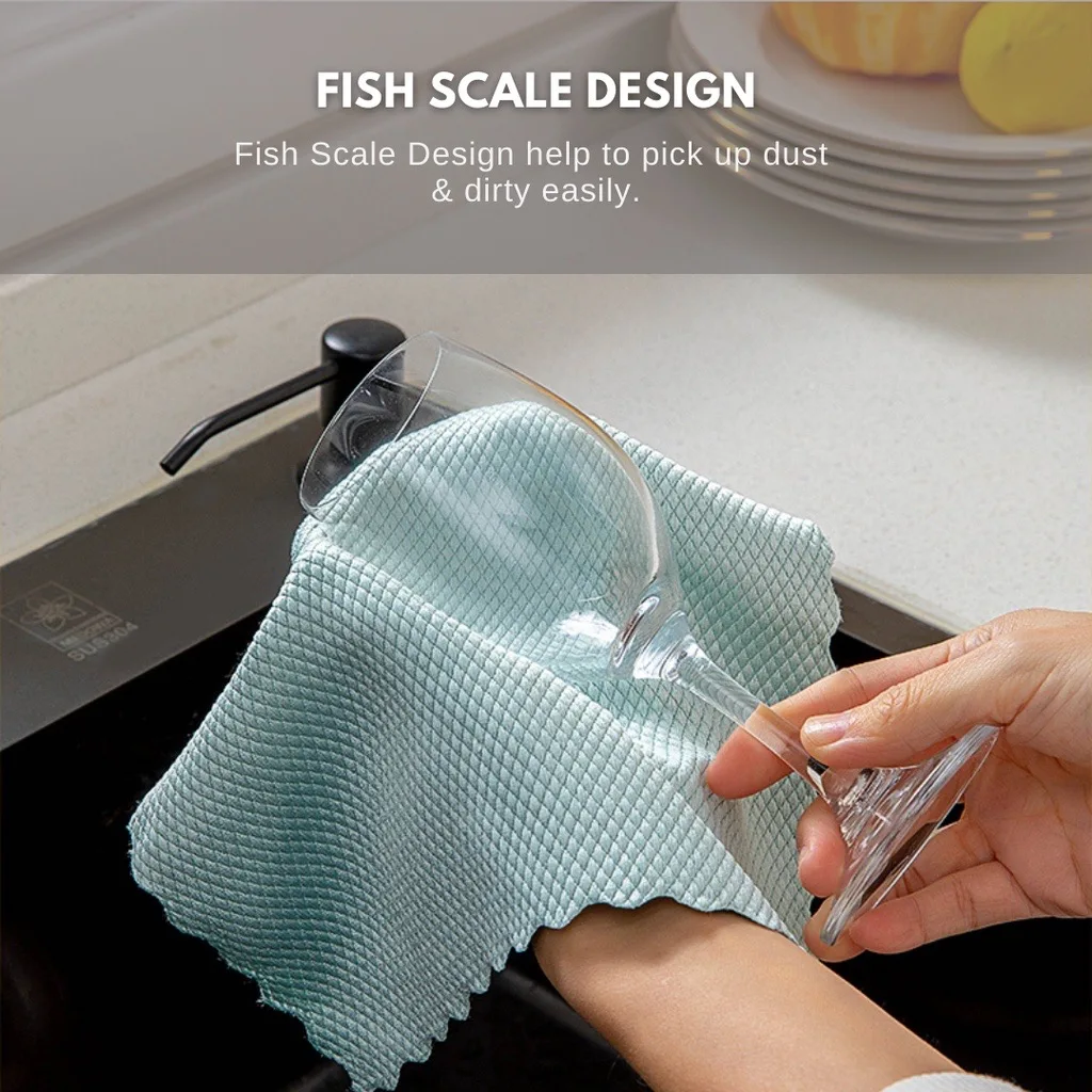 5pcs/10pcs fish scale rag magic rag absorbent dishcloth wipes dishes not easy to stain with oil kitchen glass wiping