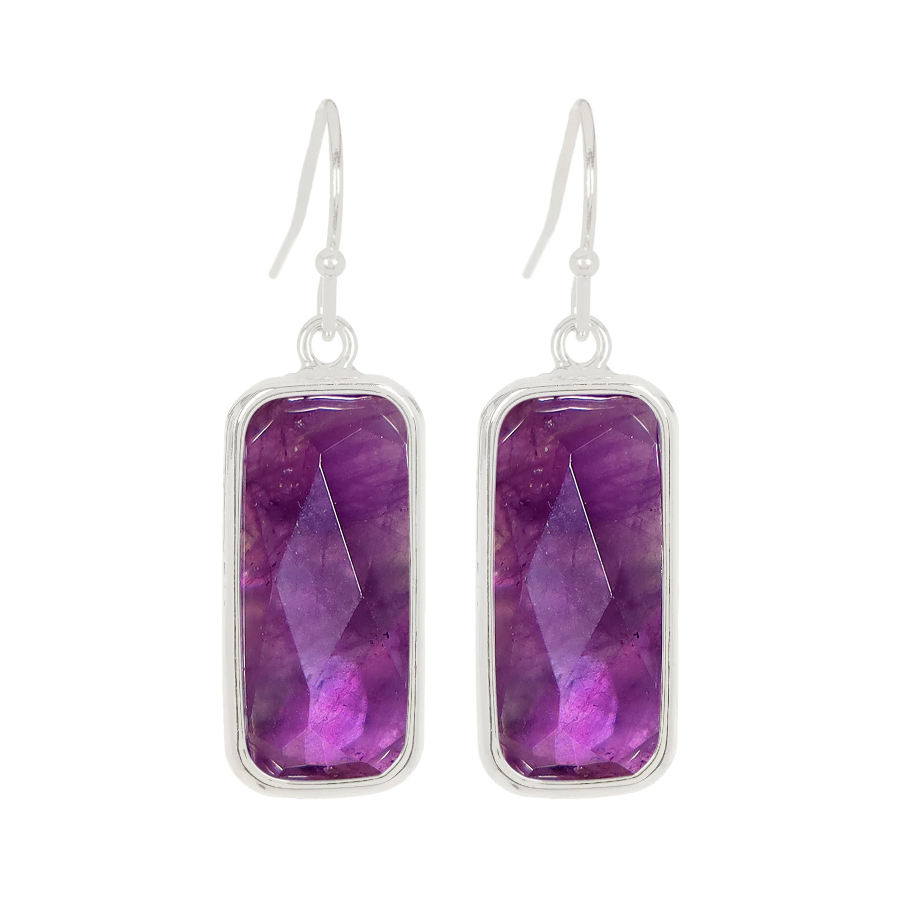 

Fashion Amethyst Fancy Cut Rectangle Drop Earrings Gemstone Earrings for Women