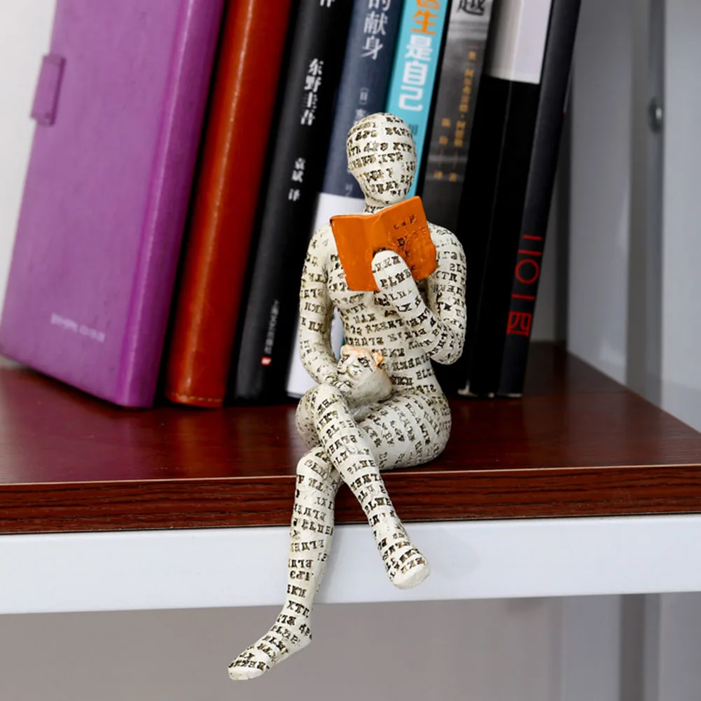 Nordic Modern Reading Woman Statue Resin Abstract Thinker Desktop Sculptures Home Room Bedroom Figurine Ornaments Decoration