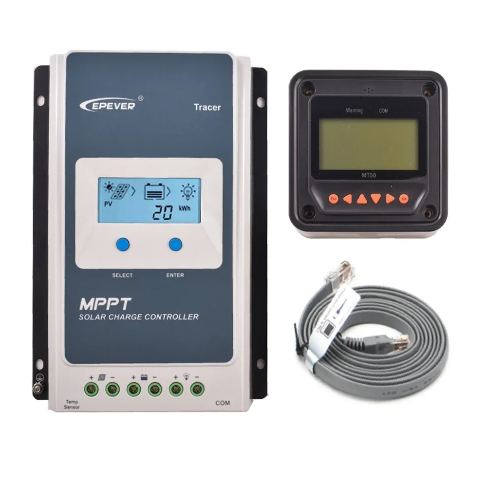 

Контроллер заряда солнечной батареи 30А ЖК-дисплей MPPT Tracer 3210AN 12 В/24 В Baterai Charge Discharge 100 В постоянного тока Вход с дистанционным счетчиком MT50