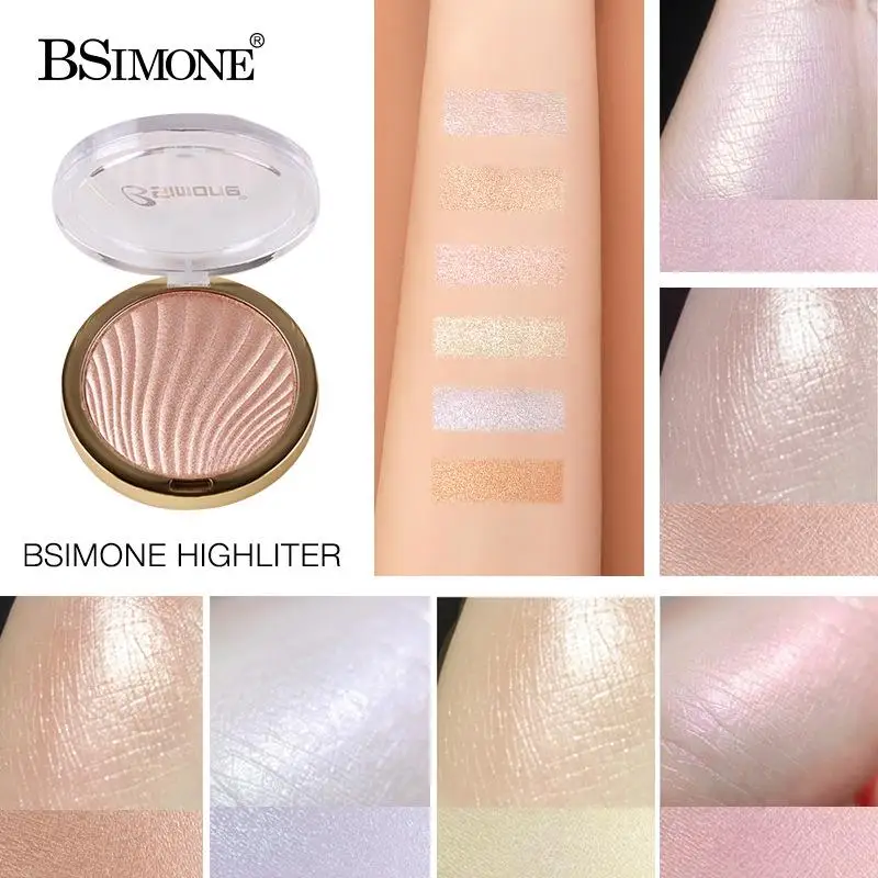 بودرة بيسيمون لتفتيح الوجه، بودرة مضغوطة بلون برونزي، مكياج مقاوم للماء وعالي اللمعان، بودرة لؤلؤية لتفتيح البشرة