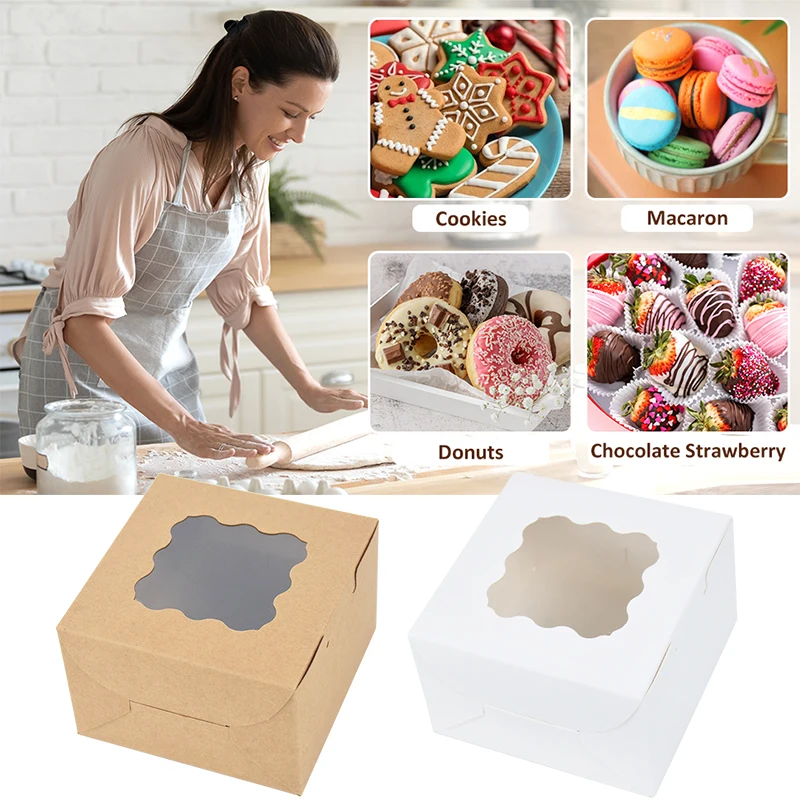 

5/10pcs Cake Cookie Kraft Paper Box Candy Box Wedding Birthday Party Supplies Baby Shower Gifts Packaging Decoration Accessories