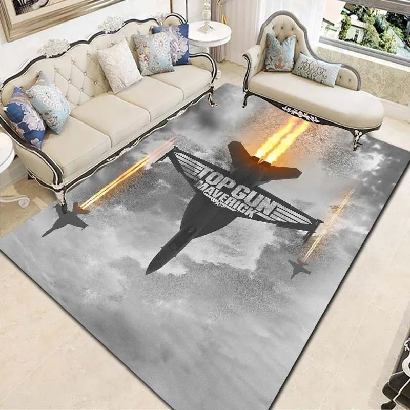 Top Gun Tom Cruise Film Character Print Flannel Area Rug Non-Slip Floor Mat For Bedroom Living Room Game Room Home Decor Gift