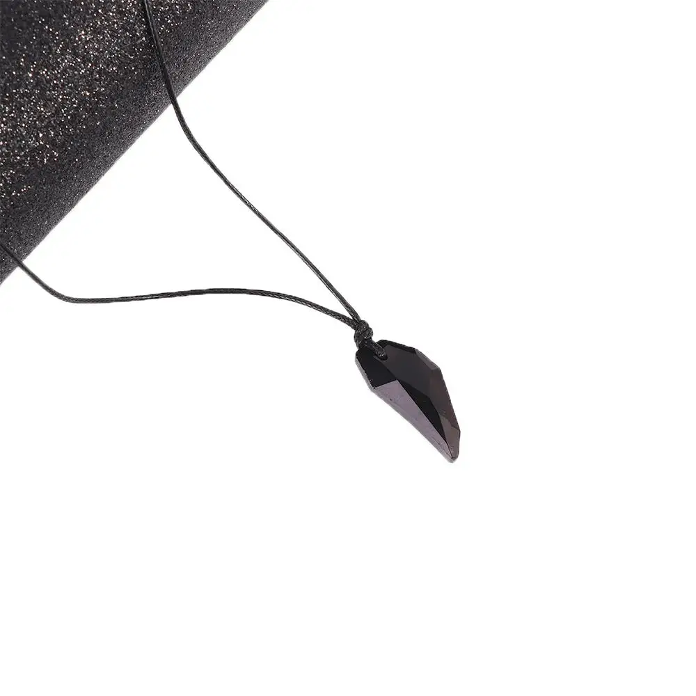 Shiny Fine Polished Black Sapphire Austrian Crystal 18K Plated Wolf Tooth Pendant Necklace Adjustable Length Couple Accessories
