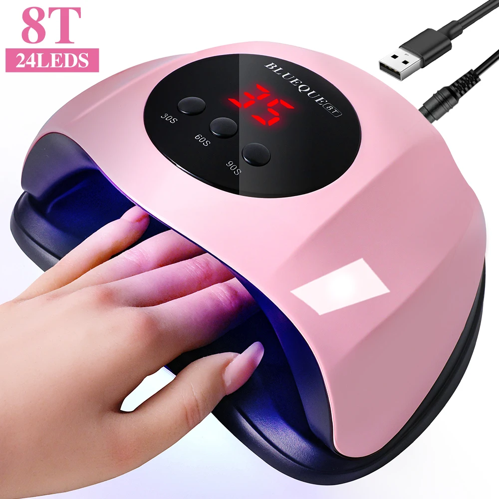 مسمار الأشعة فوق البنفسجية آلة المهنية 24 LED الأشعة فوق البنفسجية مانيكير مصباح المنزل استخدام مسمار مصباح لتجفيف البولندية الورنيش مع كابل يو اس بي