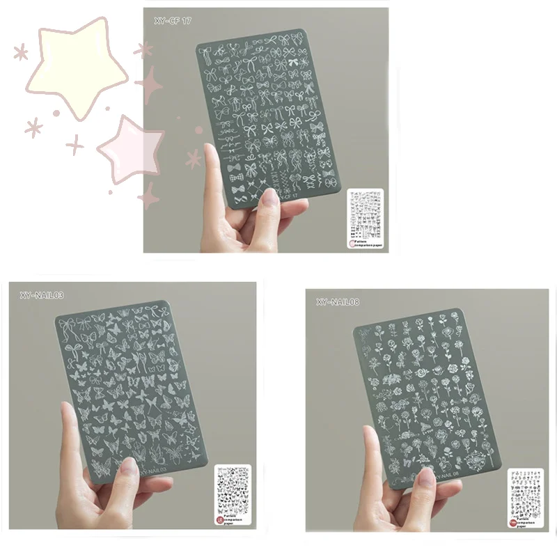 

Flower Butterfly Nail Template Stamping Plate French Bow Design Line Printing Stencil Nail Art Stamp Manicure Tool Accessories