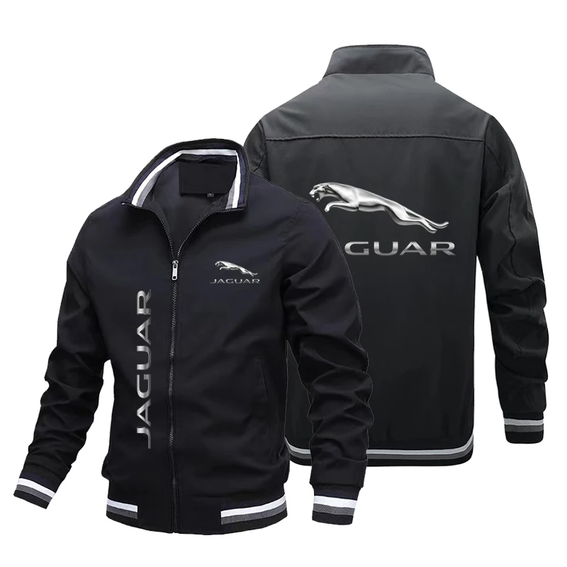 2024 New Men Jacket Jaguar Car Logo Printed Motorcycle Jacket Casual Windbreaker Sweatshirt Jacket Jaguar Men Clothing Custom