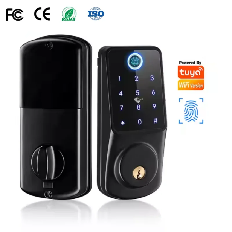 

TUYA WiFi Fingerprint Smart Deadbolt Locks Biometric Digital Lock APP Password Card Keyless Entry Electronic Door Lock for Home
