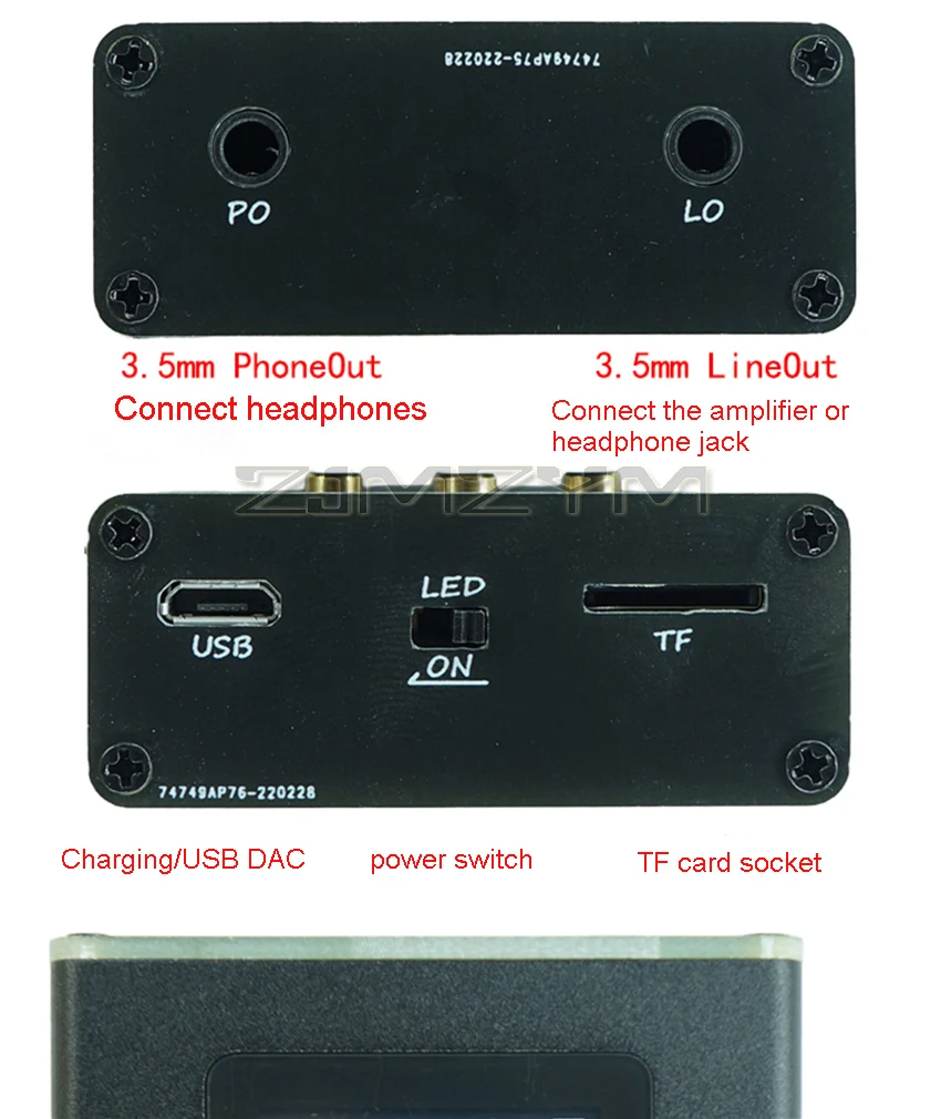 Z3 Pure Music Player Hifi Lossless Fever MP3 CS43198 Ohrverstärker DSD Hard Decoding 3,5 mm PowerOut/LineOut – Detail 3