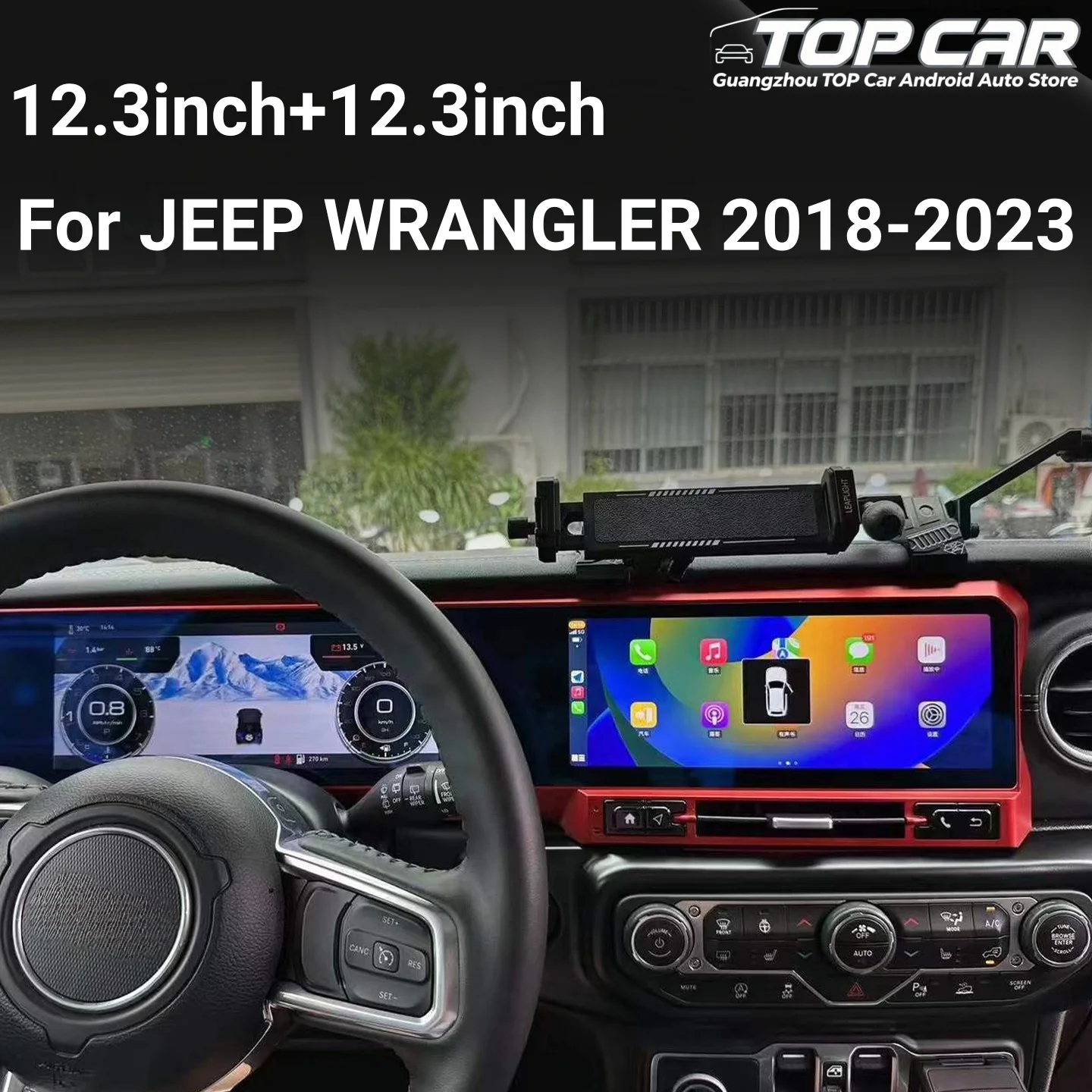 Android Auto For Jeep Wrangler 2018-2022 LCD Instrument Panel Dual Screen Android Multimedia Video Player Carplay GPS Navigation