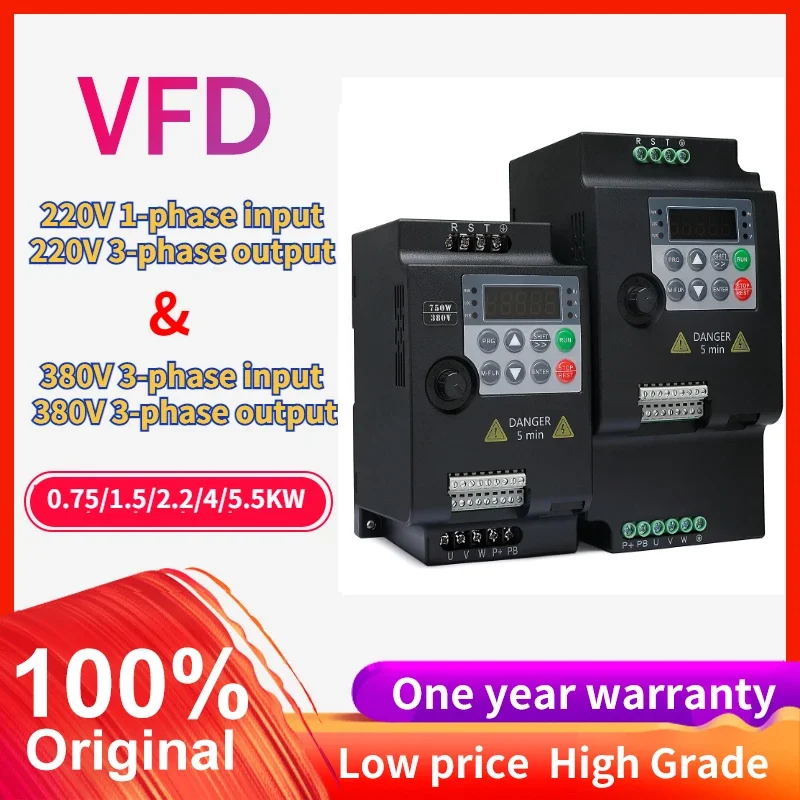 Beste Inverter Vfd 0.75/5.5kw Eenfasige Ingang Ac 220V/380V 3ph Output Frequentie Drive Voor Spindel Motor Snelheid Convetter