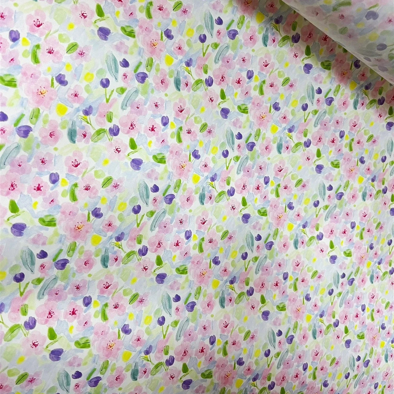 

150x50cm Pink Floral Cotton Fabric Digital Printing 60s Poplin Skirt Handmade DIY Sewing Cloth