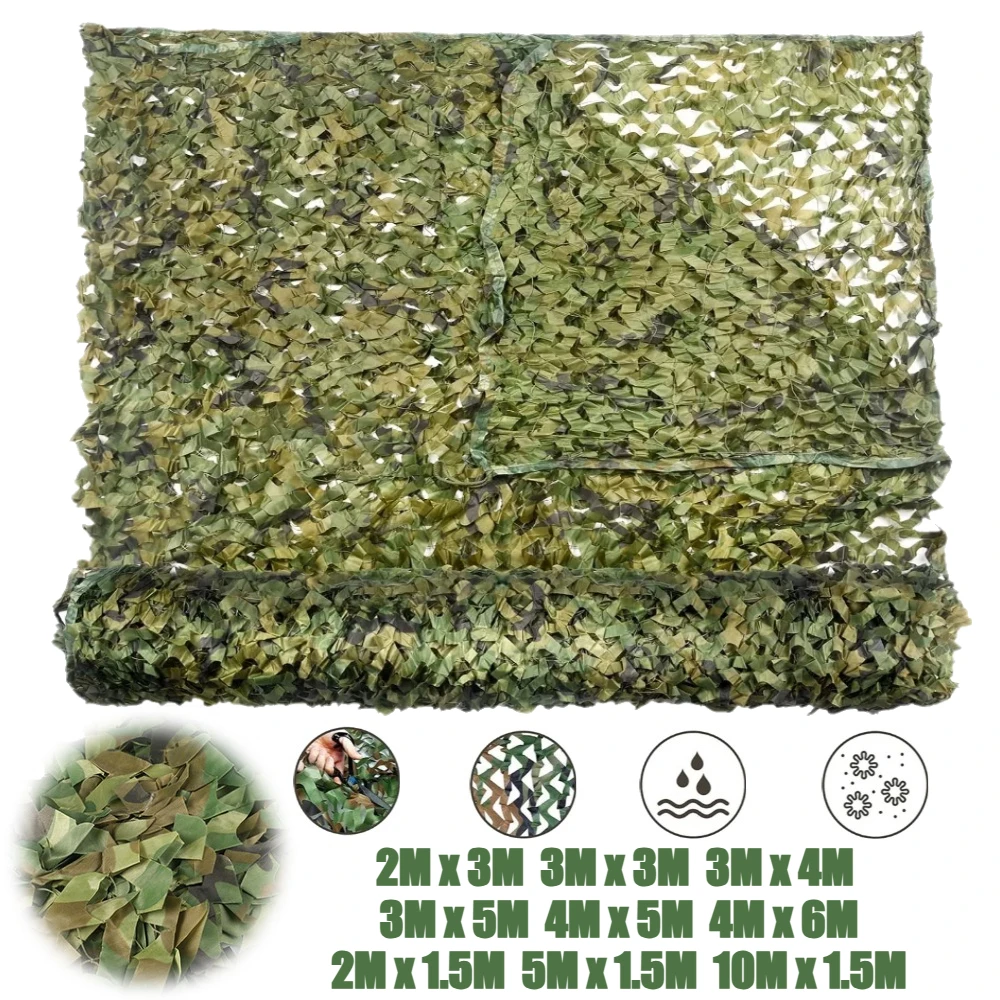 4Mx5M/4Mx6M Hunting Camouflage Nets Woodland Training Camo Netting Car Covers Shade Sunscreen Camping Sun Shelter Privacy Cloth