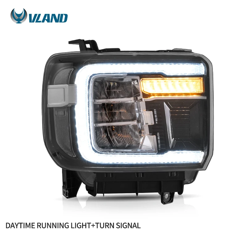 VLAND Full LED Car Head Light SIERRA 1500 Assembly 2014-2018 Front Lamp 2015-2019 Headlights for GMC SIERRA 2500HD 3500HD