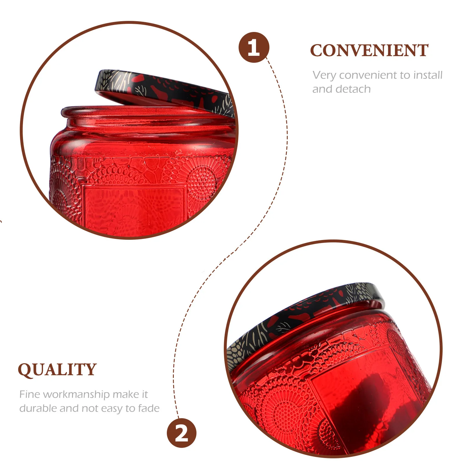 

6Pcs Glass Jars Embossed Thickened High Temperature Resistant for DIY Making Scented Aromatherapy Storage
