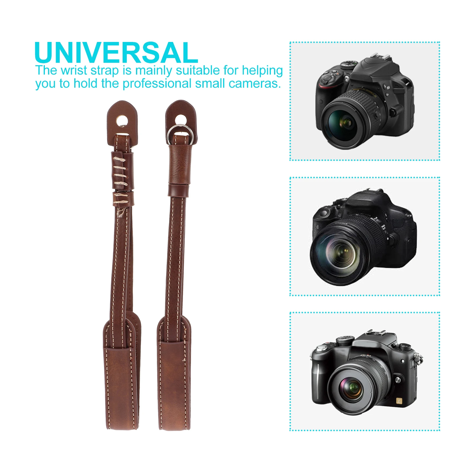 

2PCS PU Camera Wrist Strap Adjustable for Mirrorless Compact Cameras Coffee Brown Comfortable Safety Band