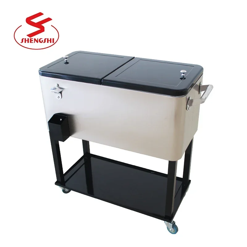 Carrello frigo per bevande portatile per feste in patio con petto di ghiaccio da 80 litri