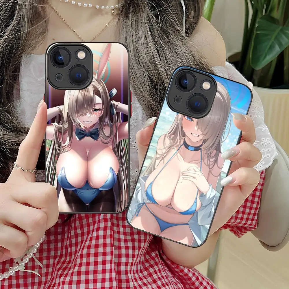 Blauw Archief Asuna Mobiele Telefoon Case voor iPhone 16 15 14 13 12 11 X XR XS 8 7 Pro Max Plus Mini Kleur Siliconen Beschermhoes