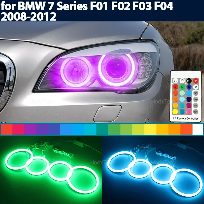 Headlight Cotton Multi-color RGB LED Angel Eyes Rings for BMW 7 Series F01 F02 F03 F04 730d 740d 740i 750i 760i 2008-2012