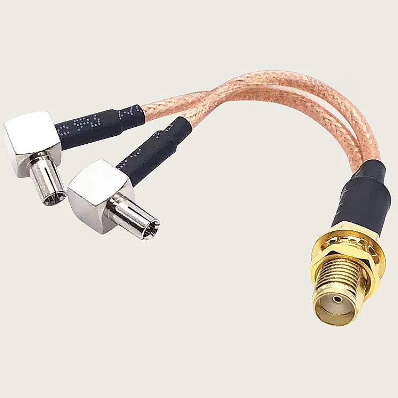 Adapter SMA Female to 2x TS9 Male 90 Degree 1to2 Y-shaped splitter combiner tail fiber RG316 Cable
