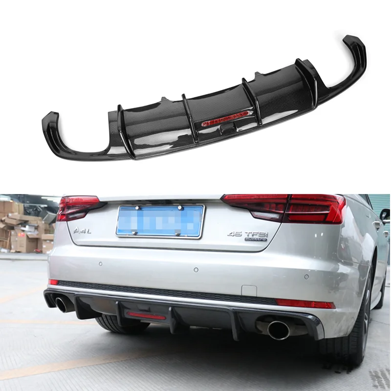 S4 Carbon Rear Bumper Lip Diffuser With LED Light For Audi A4 Sline S4 B9 2017 2018 2019